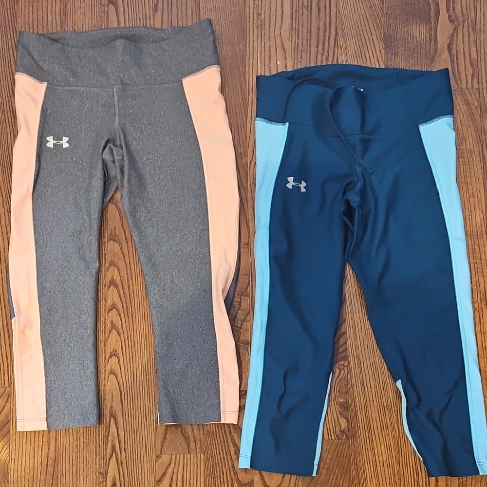 Under Armour Kids' Leggings - Gray with Pink and Blue with Light Blue